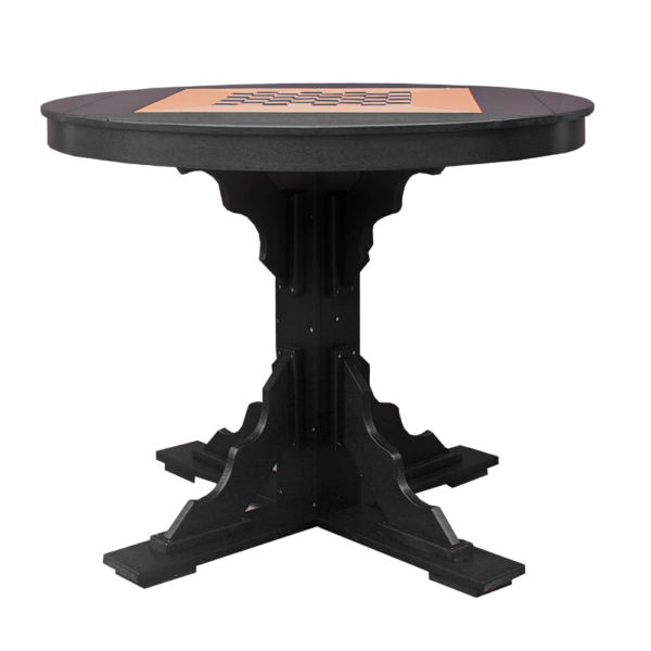 44" Round Checker Bar Table Scallop Base