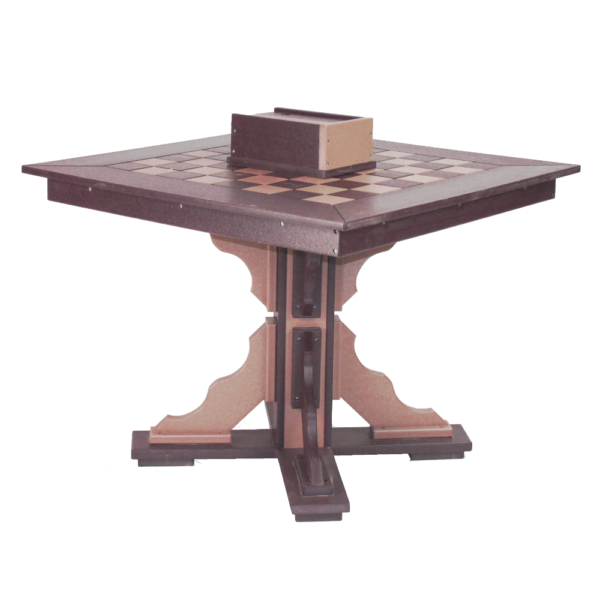 38" Square Checker Patio Table Scallop Base