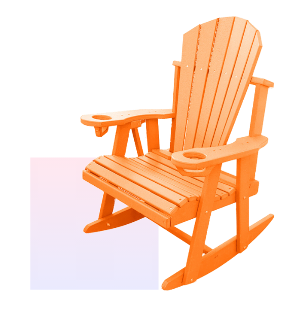 orange rocking Adirondack chair