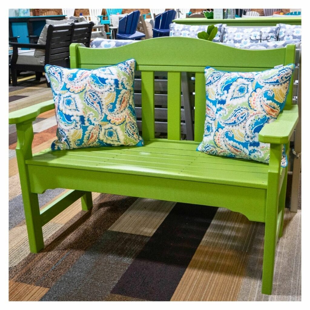 outdoor bench with pillows